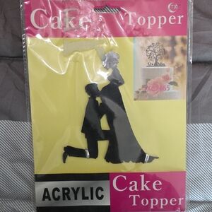 NIP Black Acrylic Wedding Cake Topper